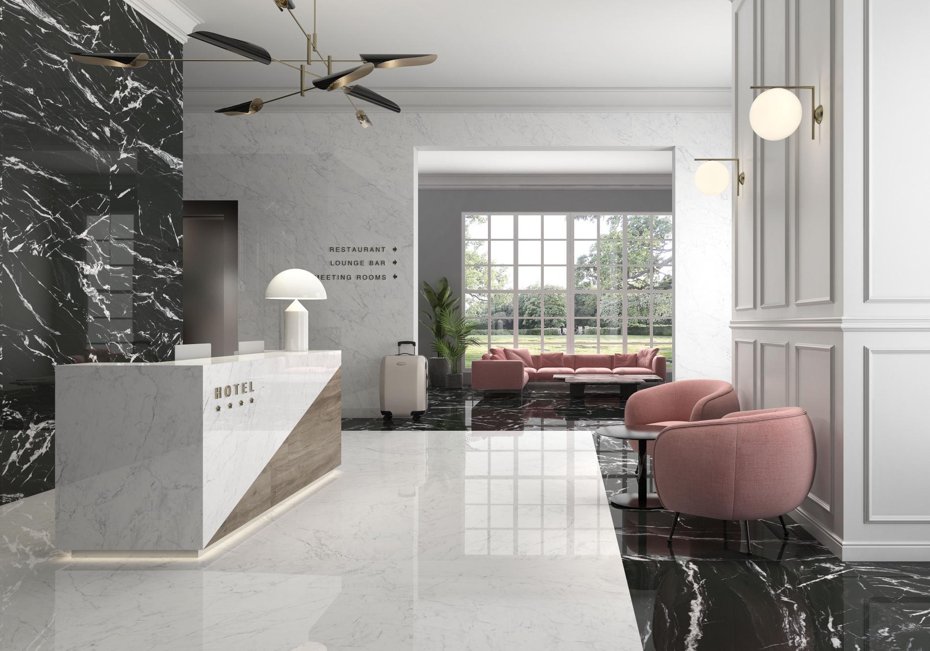 Marmor aus Brač Keramikfliesen poliert Format 120 x 60cm Hotel